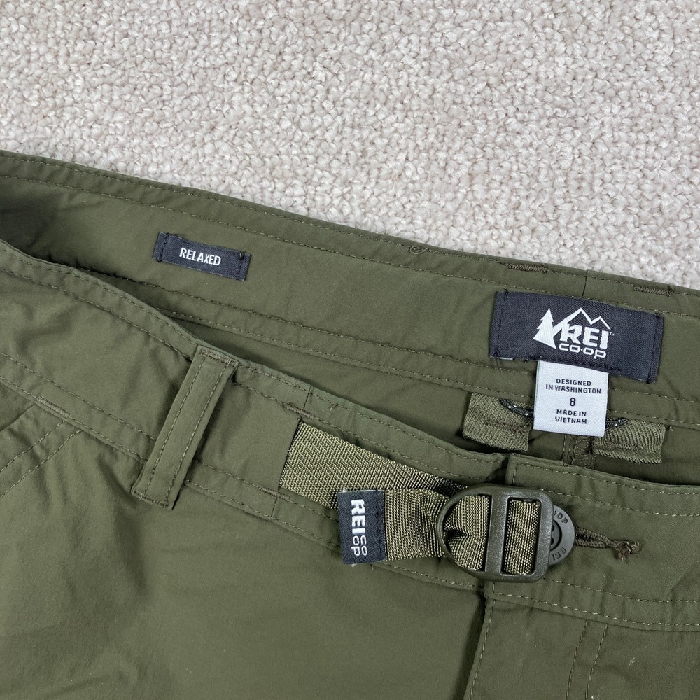 REI Co-op Womens 8 Sahara Cargo Shorts Green Relaxed Fit Hiking Belted Outdoor - Picture 4 of 10